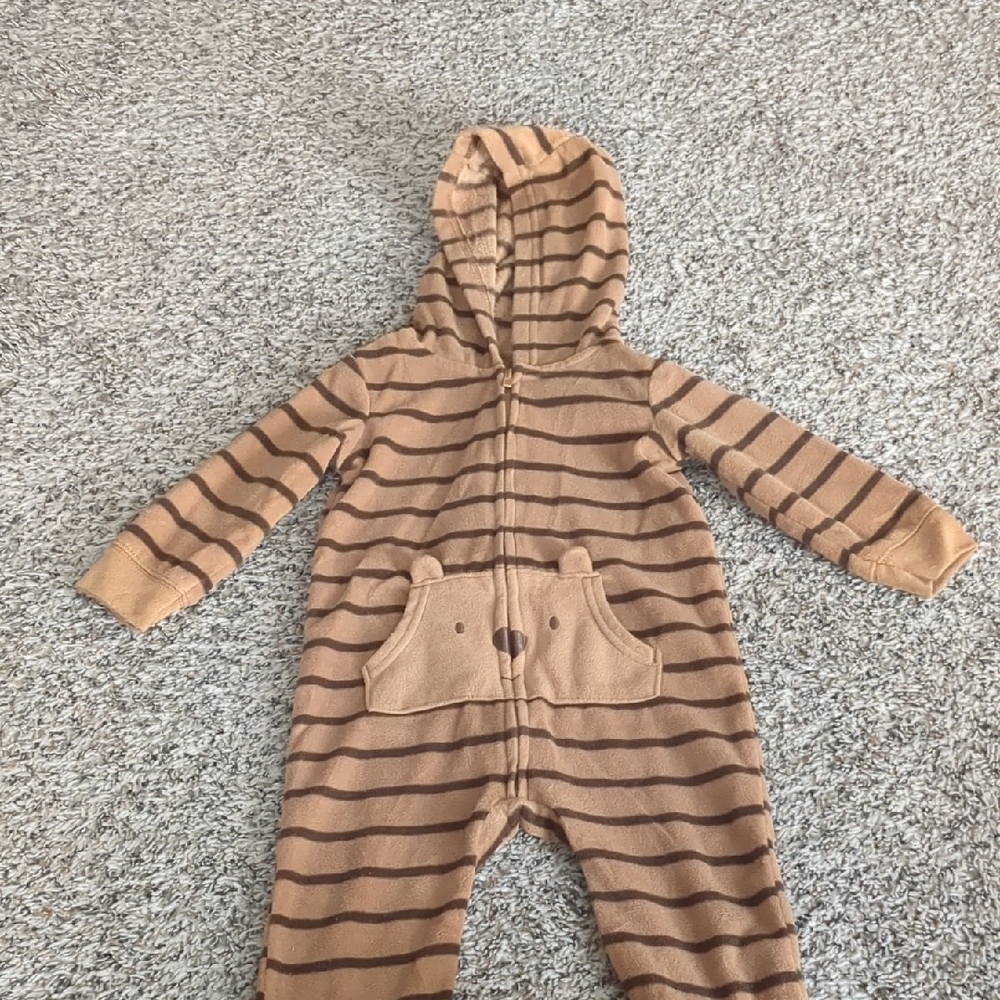 Adorable Striped Bear Hooded Footie